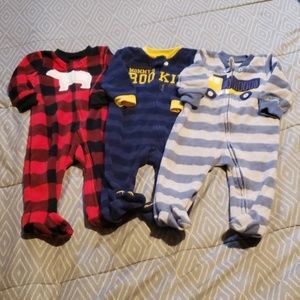Bundle of 3 warm zip up pajamas